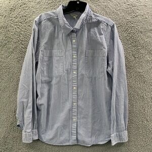 L.L. Bean Blue and White Striped Button-Down Shirt